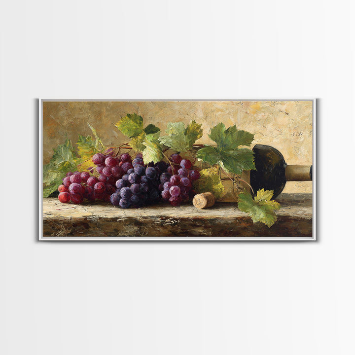 Grapevine Branch with Purple Grapes and Leaves Canvas Print, Winery Art, Wall Art Print, Winery Decor, Watercolor Art, Vineyard, WIN-2x1-69