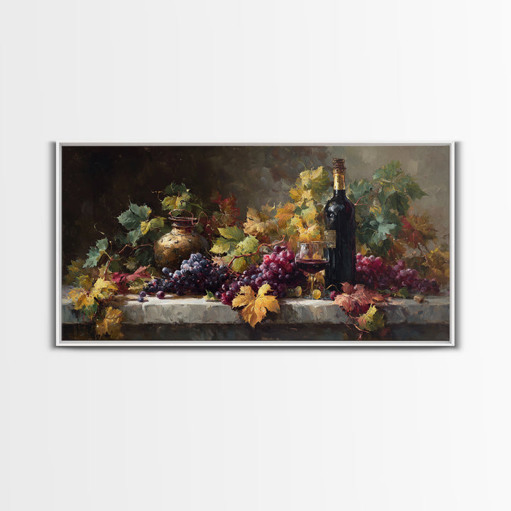 Vine Leaves Turning Autumn Red and Gold Framed Canvas Print, Winery Art, Living Room Art, Winery Decor, Fine Art, Vineyard, WIN-2x1-79