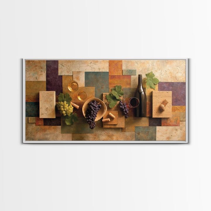 Corks Arranged as Geometric Pattern Framed Canvas Print, Winery Art, Print, Winery Decor, Abstract Art, Vineyard, WIN-2x1-86