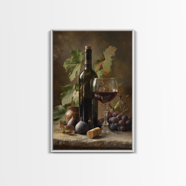Wine Bottle and Glass Still Life Canvas Print, Winery Art, Contemporary Art, Winery Decor, Fine Art, Vineyard, Kitchen Decor, WIN-2x3-10