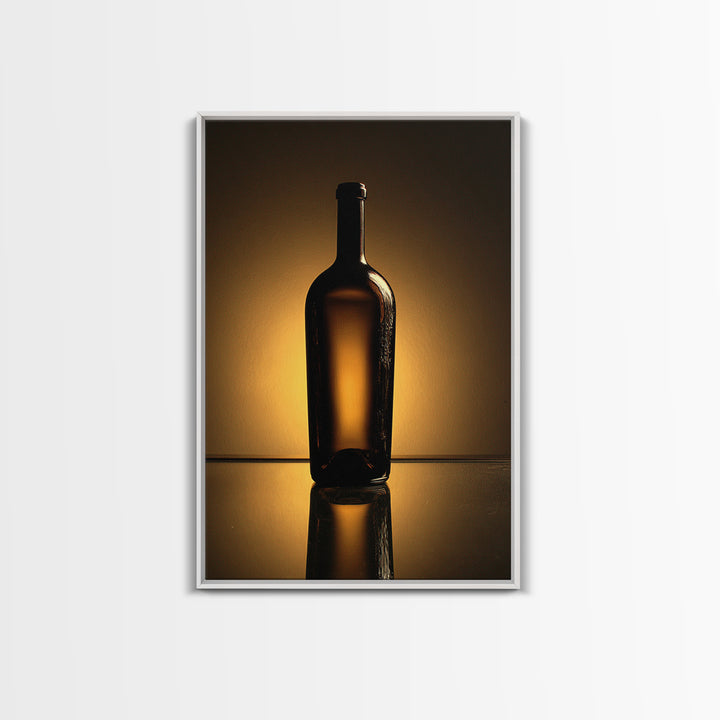 Black and Gold Wine Bottle Silhouette Framed Canvas Print, Winery Art, Modern Decor, Winery Decor, Fine Art, Vineyard, WIN-2x3-24