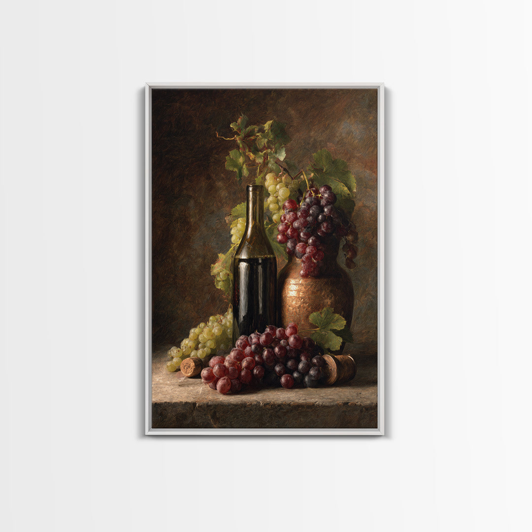 Single Grape Cluster Botanical Study Canvas Print, Winery Art, Oil Painting, Winery Decor, Watercolor Art, Vineyard, WIN-2x3-29