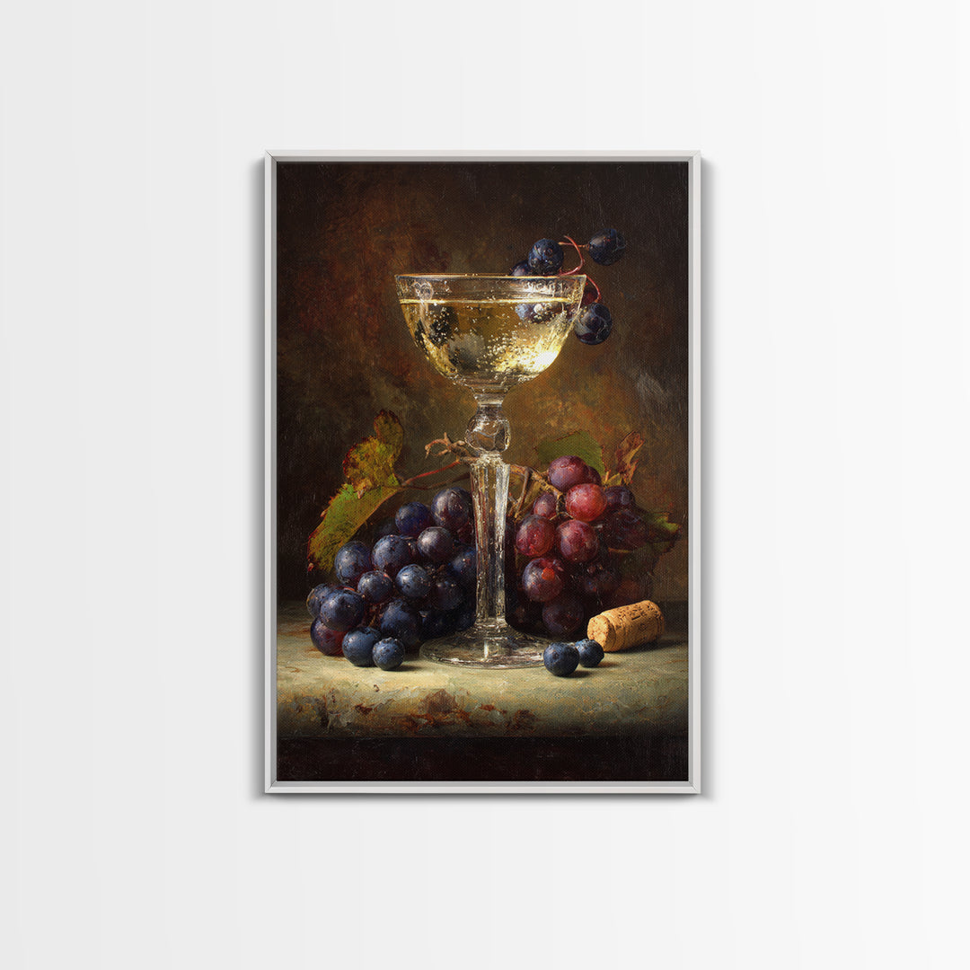 Champagne Coupe with Bubbles and Light Framed Canvas Print, Winery Art, Room Decor, Winery Decor, Fine Art, Vineyard, WIN-2x3-3