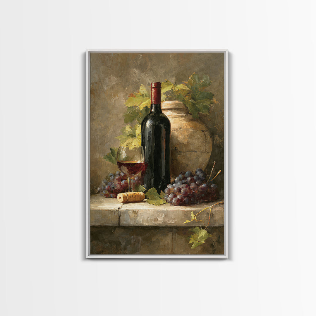 Italian Villa Vineyard Landscape Framed Canvas Print, Winery Art, Contemporary Art, Winery Decor, Fine Art, Vineyard, WIN-2x3-4