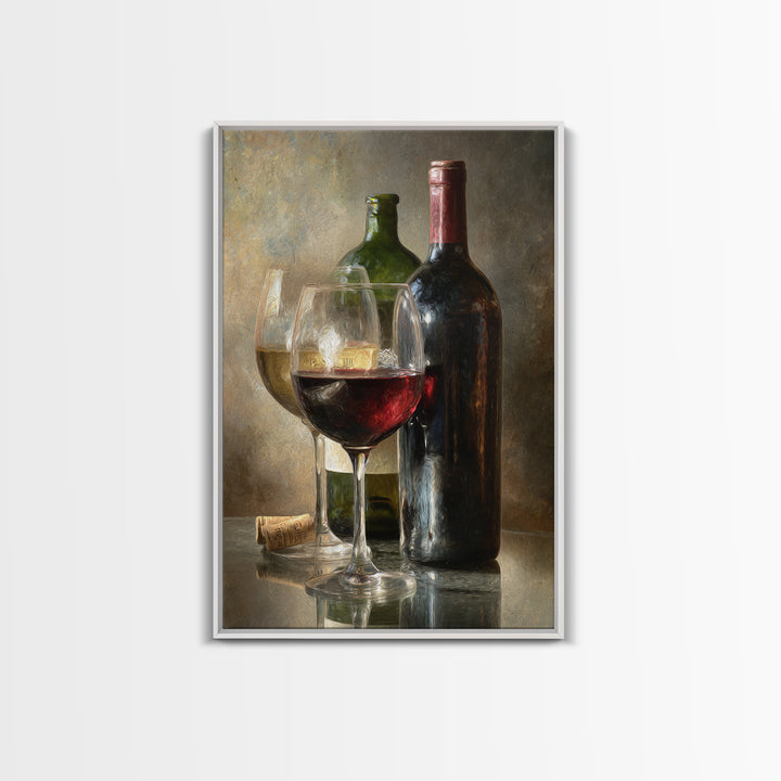 Wine Tasting Flight Rendered as Elegant Still Framed Canvas Print, Winery Art, Winery Decor, Watercolor Art, Vineyard, WIN-2x3-42