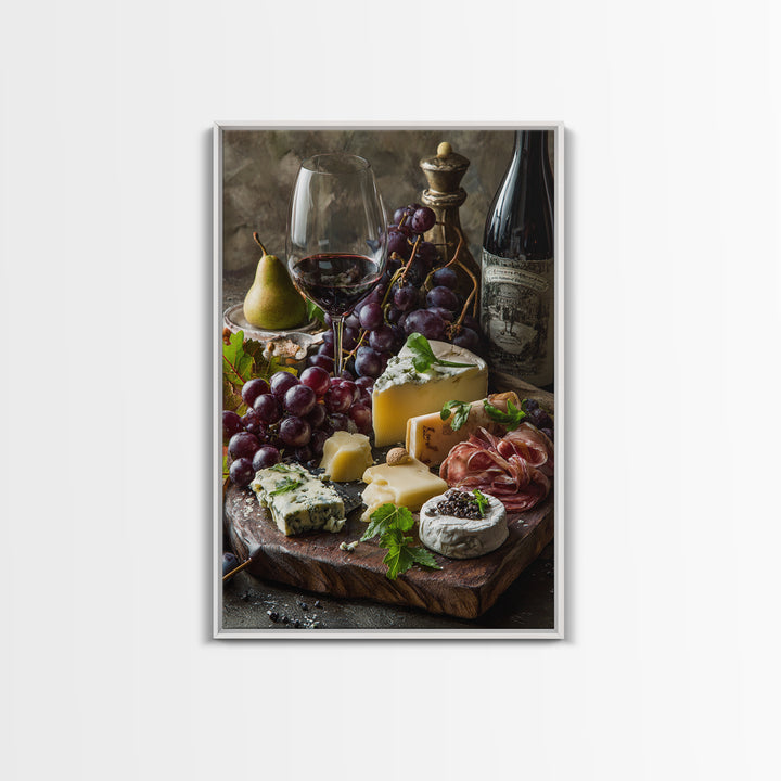 Charcuterie Board with Grapes and Cheese Canvas Print, Winery Art, Kitchen Wall Art, Winery Decor, Fine Art, Vineyard, WIN-2x3-45