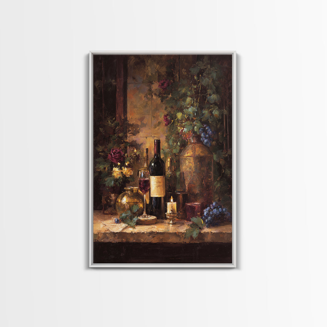 Vineyard Gate with Climbing Roses Framed Canvas Print, Winery Art, Kitchen Decor, Winery Decor, Abstract Art, Vineyard, WIN-2x3-47