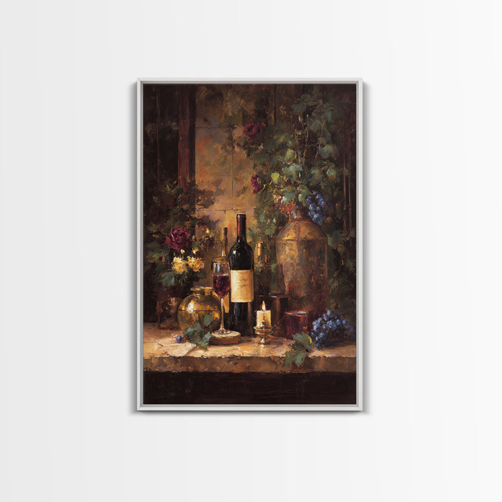 Vineyard Gate with Climbing Roses Framed Canvas Print, Winery Art, Kitchen Decor, Winery Decor, Abstract Art, Vineyard, WIN-2x3-47