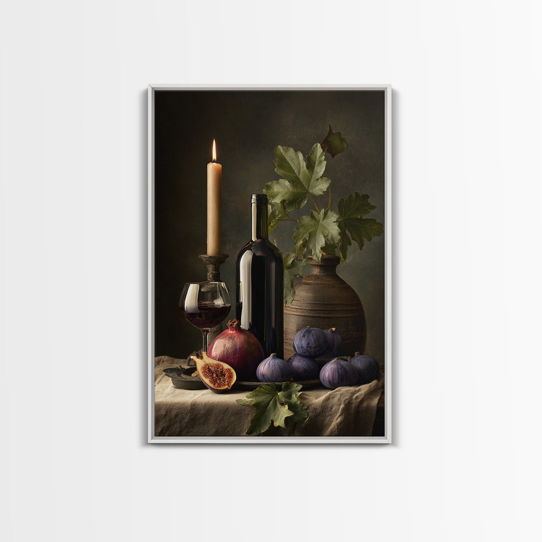 Pomegranate Figs and Red Wine Composition Canvas Print, Winery Art, Framed Art, Winery Decor, Fine Art, Vineyard, Landscape Art, WIN-2x3-49