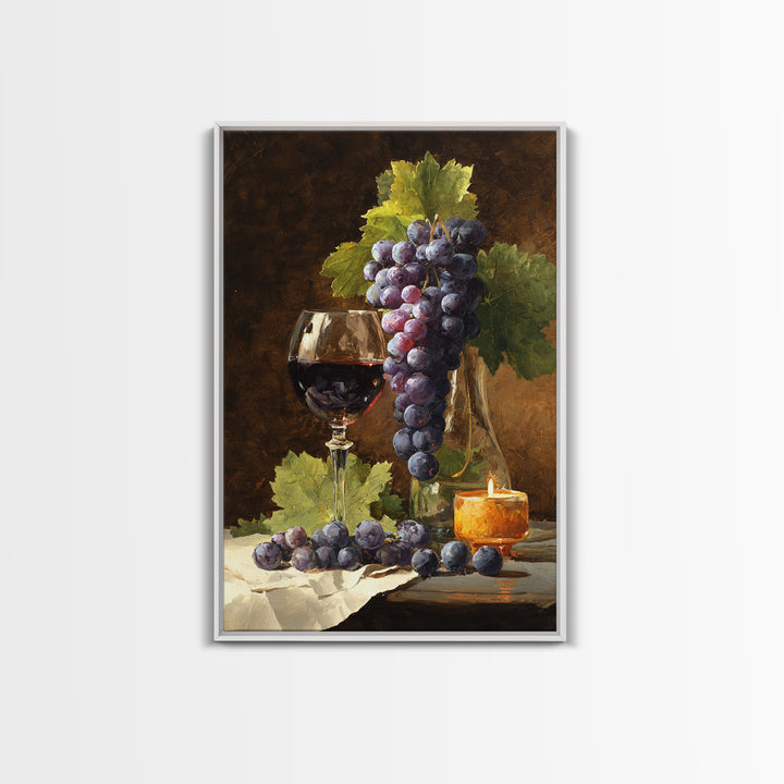 Single Grape Cluster Botanical Study Canvas Print, Winery Art, Oil Painting, Winery Decor, Watercolor Art, Vineyard, WIN-2x3-5