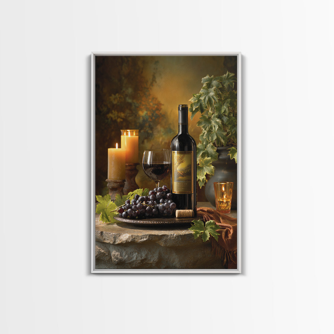 Italian Villa Vineyard Landscape Framed Canvas Print, Winery Art, Art, Winery Decor, Fine Art, Vineyard, Farmhouse Decor, WIN-2x3-52