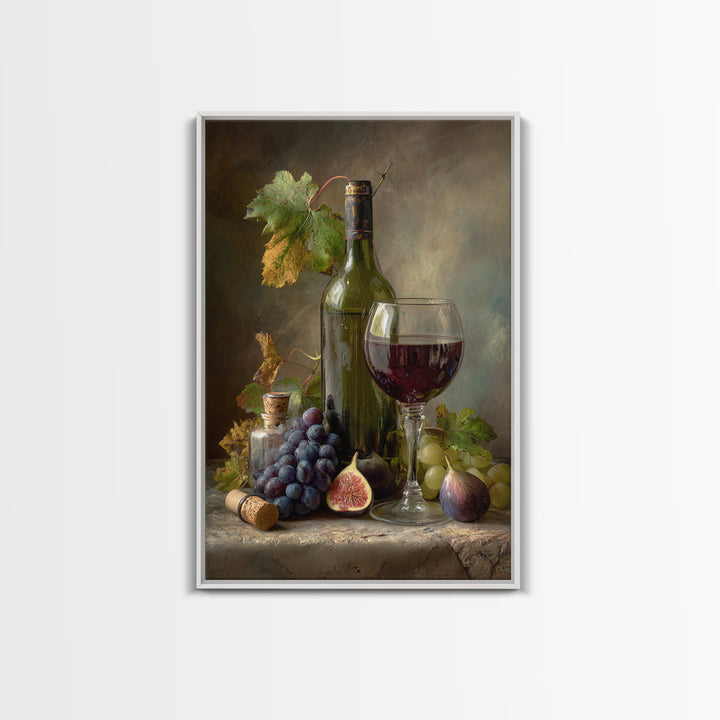 Wine Bottle and Glass Still Life Canvas Print, Winery Art, Artwork, Winery Decor, Vineyard, Bar Decor, Gallery Wall Art, WIN-2x3-58