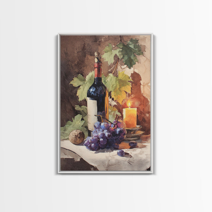 Tuscan Vineyard at Golden Hour Framed Canvas Print, Winery Art, Farmhouse Decor, Winery Decor, Oil Painting, Vineyard, WIN-2x3-59