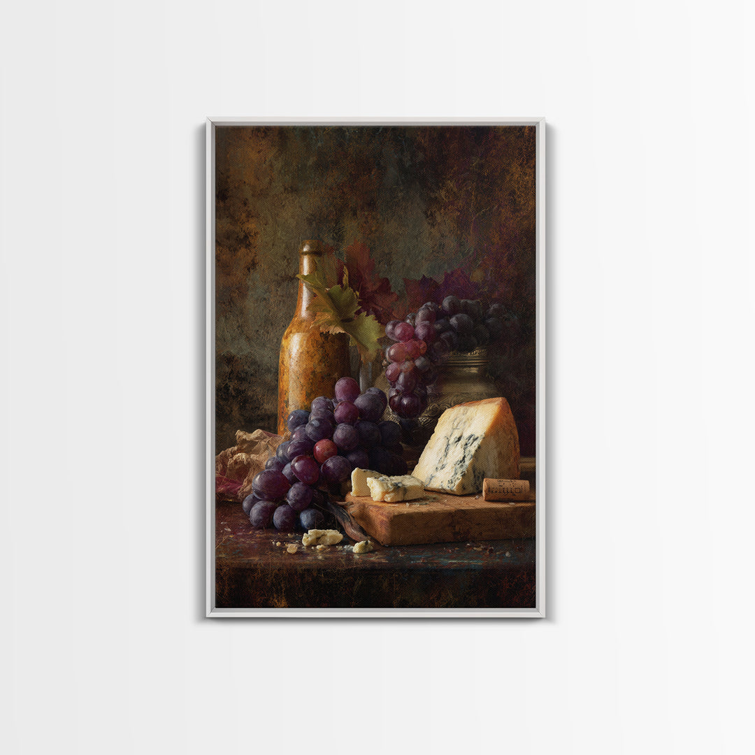 Charcuterie Board with Grapes and Cheese Framed Canvas Print, Winery Art, Wall Art Print, Winery Decor, Fine Art, Vineyard, WIN-2x3-69