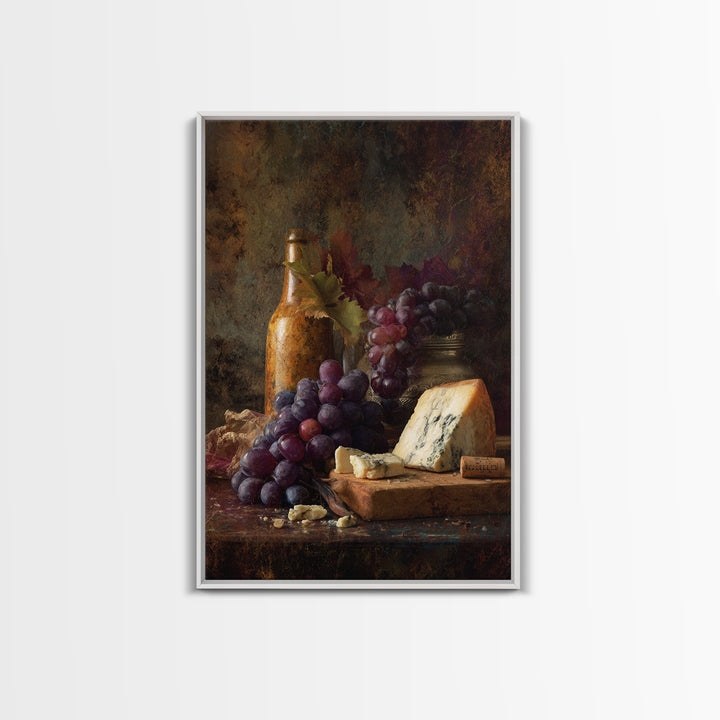 Charcuterie Board with Grapes and Cheese Framed Canvas Print, Winery Art, Wall Art Print, Winery Decor, Fine Art, Vineyard, WIN-2x3-69