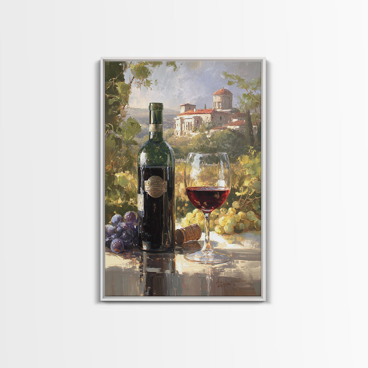 Italian Villa Vineyard Landscape Framed Canvas Print, Winery Art, Matisse Print, Winery Decor, Watercolor Art, Vineyard, WIN-2x3-76