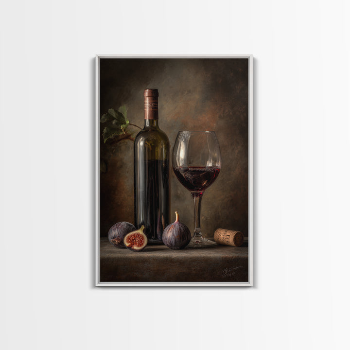 Wine Bottle and Glass Still Life Canvas Print, Winery Art, Artwork, Winery Decor, Vineyard, Bar Decor, Gallery Wall Art, WIN-2x3-82