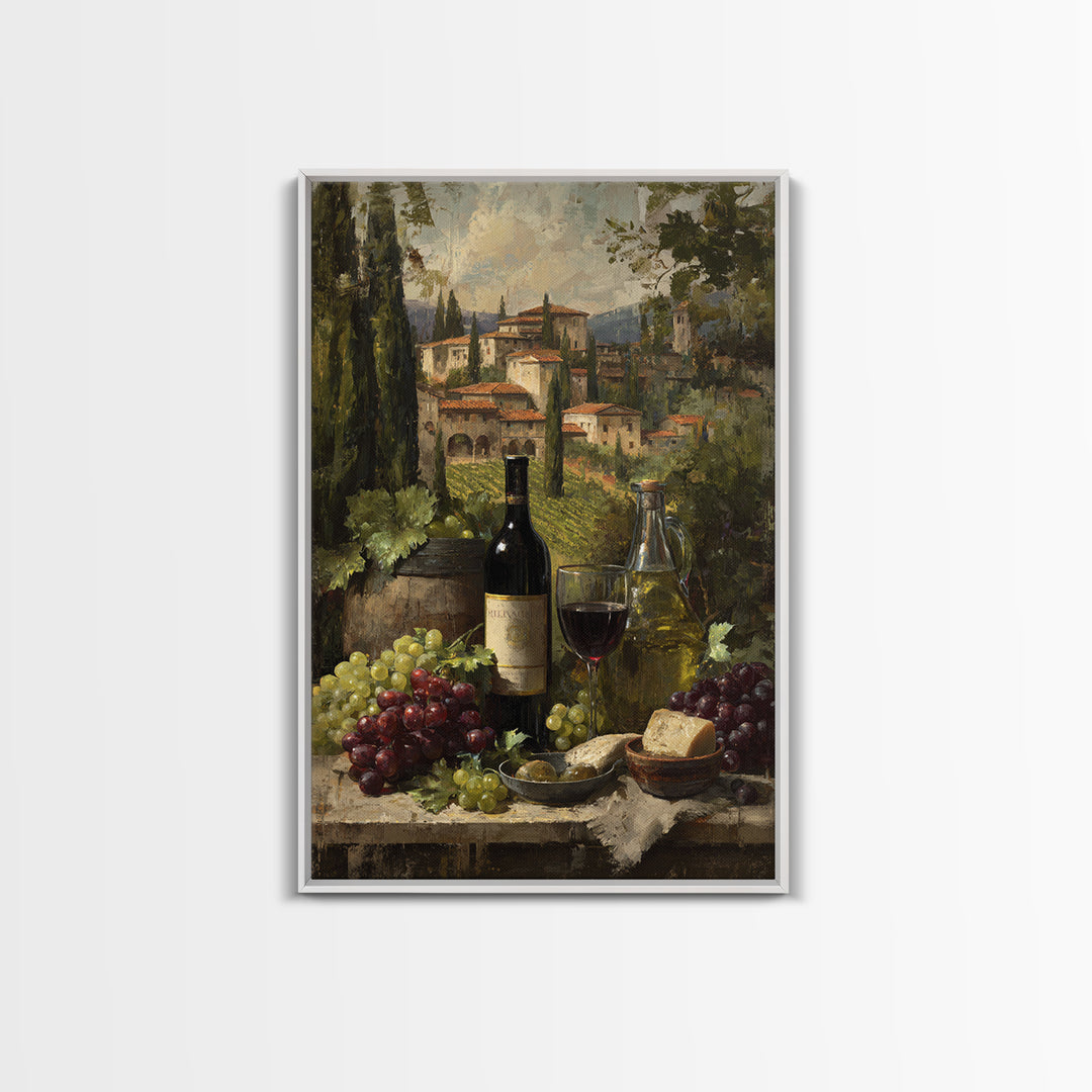 Tuscan Vineyard at Golden Hour Framed Canvas Print, Winery Art, Landscape Art, Winery Decor, Abstract Art, Vineyard, Room Decor, WIN-2x3-83