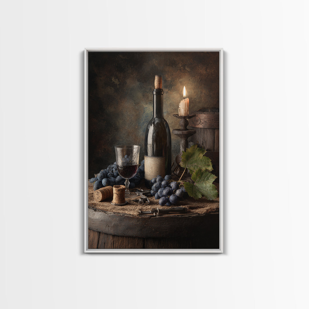 Corkscrew and Corks on Rustic Wood Framed Canvas Print, Winery Art, Modern Decor, Winery Decor, Fine Art, Vineyard, Wall Decor, WIN-2x3-84