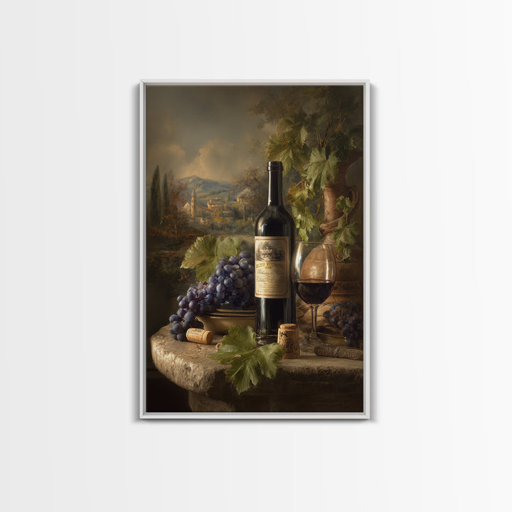 French Vineyard Hills Framed Canvas Print, Winery Art, Living Room Decor, Winery Decor, Fine Art, Vineyard, Travel Poster, WIN-2x3-88