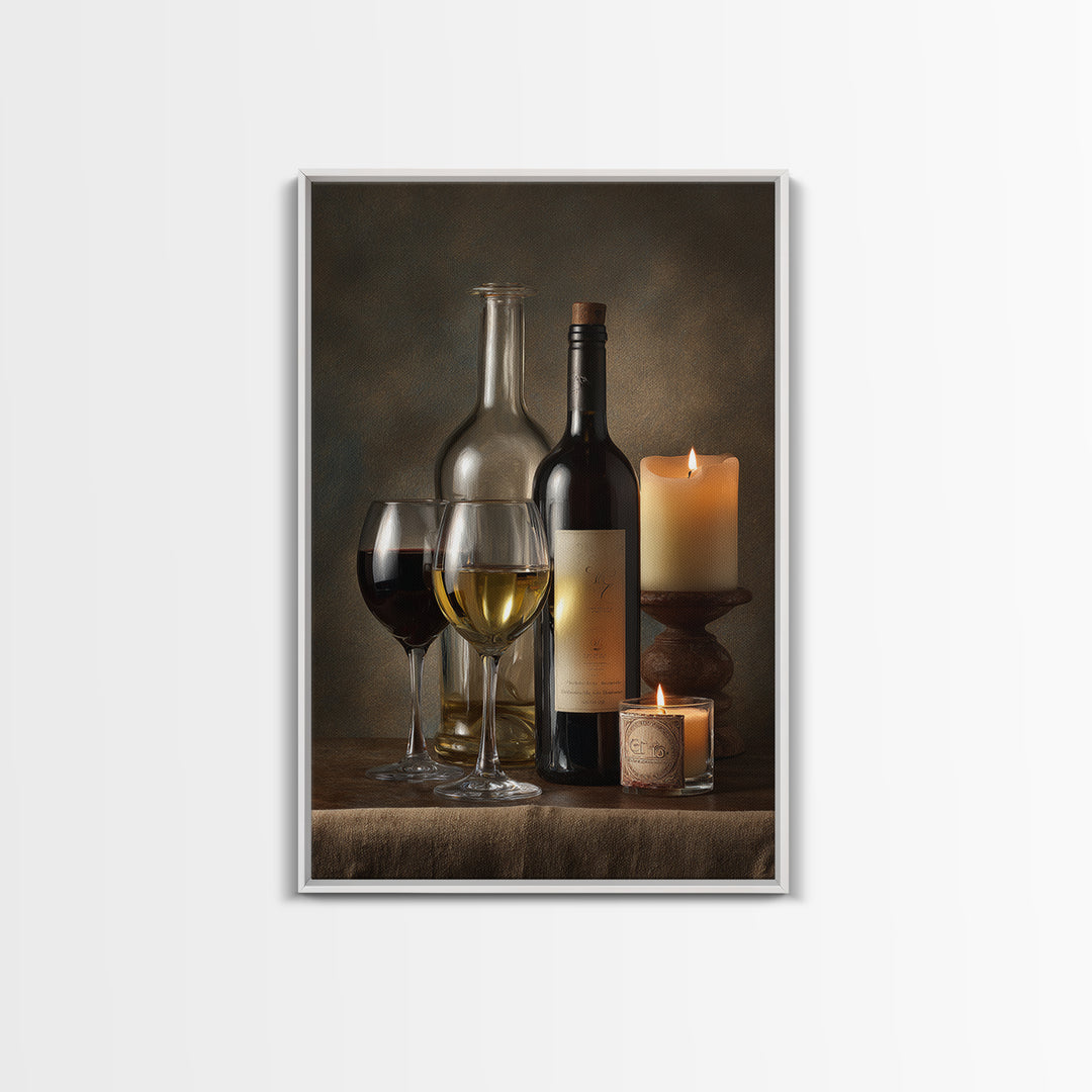 Wine Tasting Flight Rendered as Elegant Still Framed Canvas Print, Winery Art, Kitchen Wall Art, Winery Decor, Vineyard, WIN-2x3-90