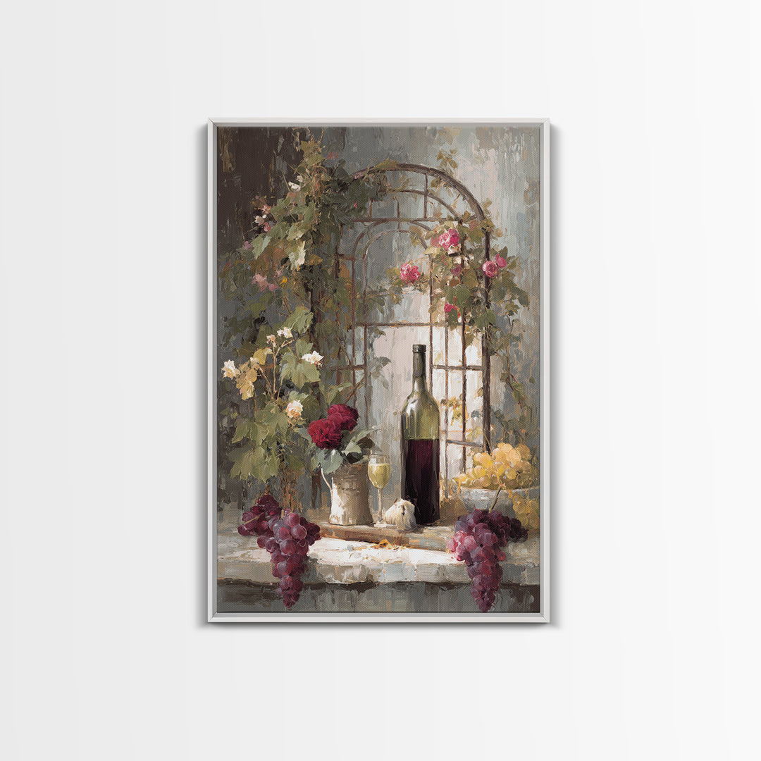 Vineyard Gate with Climbing Roses Canvas Print, Winery Art, Travel Poster, Winery Decor, Oil Painting, Vineyard, WIN-2x3-95