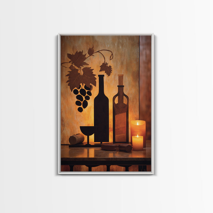 Black and Gold Wine Bottle Silhouette Canvas Print, Winery Art, Wall Art Print, Winery Decor, Fine Art, Vineyard, Gallery Decor, WIN-2x3-96