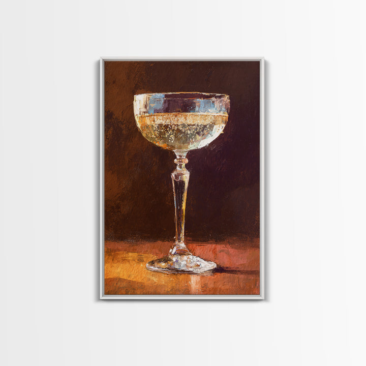 Champagne Coupe with Bubbles and Light Canvas Print, Winery Art, Gallery Wall Art, Winery Decor, Vineyard, Luxury Decor, WIN-2x3-99