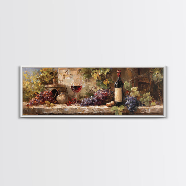 Italian Villa Vineyard Landscape Framed Canvas Print, Winery Art, Matisse Print, Winery Decor, Watercolor Art, Vineyard, WIN-3x1-12