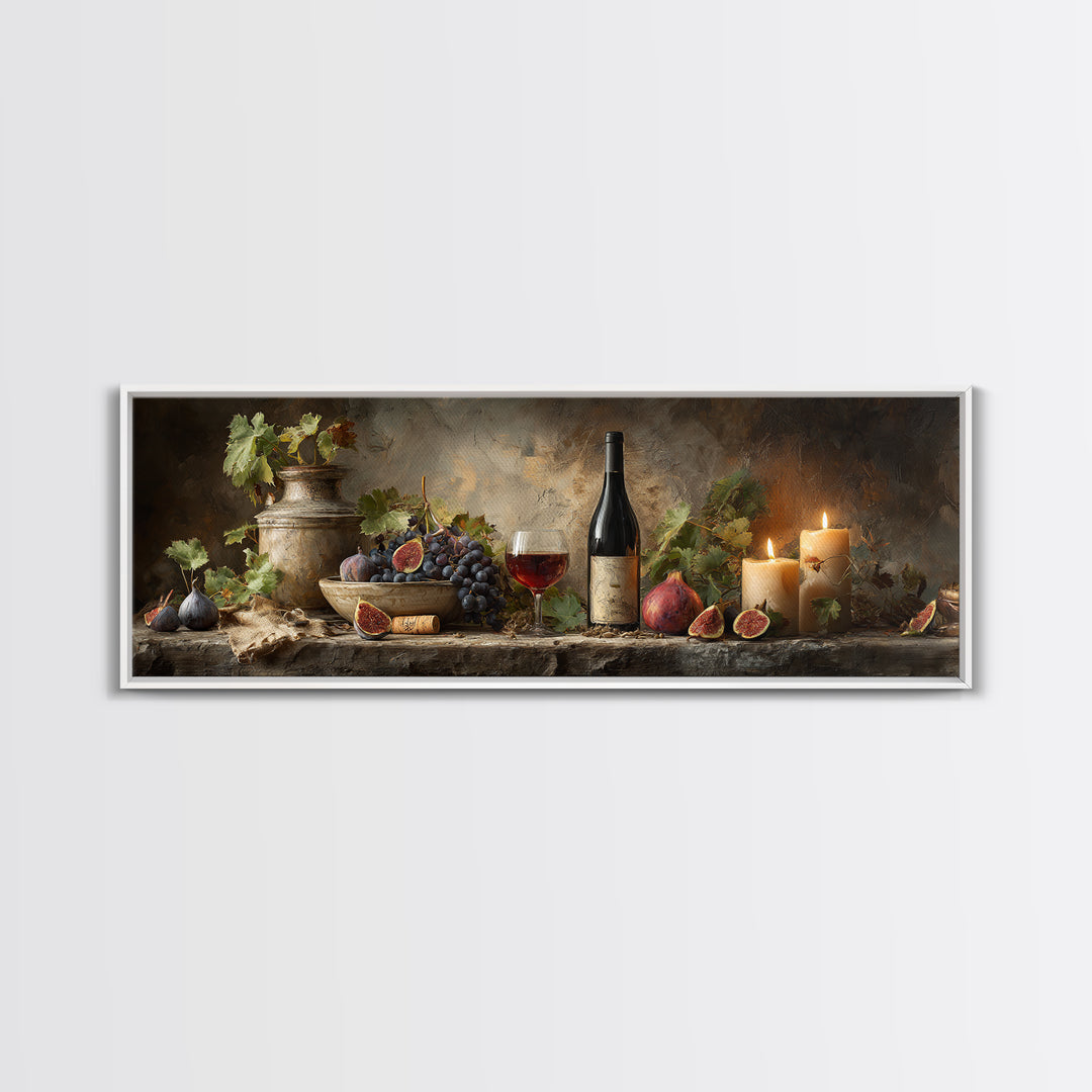 Wine Bottle and Glass Still Life Framed Canvas Print, Winery Art, Framed Art, Winery Decor, Fine Art, Vineyard, Landscape Art, WIN-3x1-18