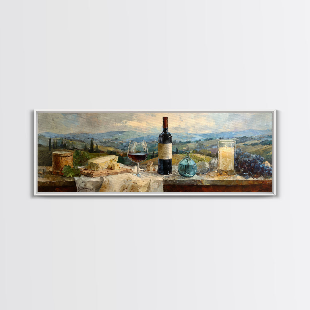 French Vineyard Hills Canvas Print, Winery Art, Living Room Art, Winery Decor, Fine Art, Vineyard, Minimalist Decor, WIN-3x1-24