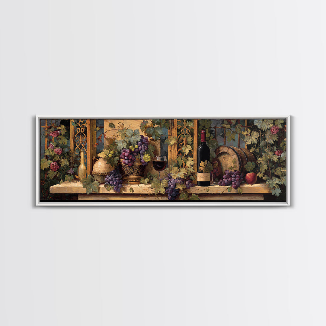 Vineyard Gate with Climbing Roses Canvas Print, Winery Art, Winery Decor, Abstract Art, Vineyard, Wall Hanging, WIN-3x1-31