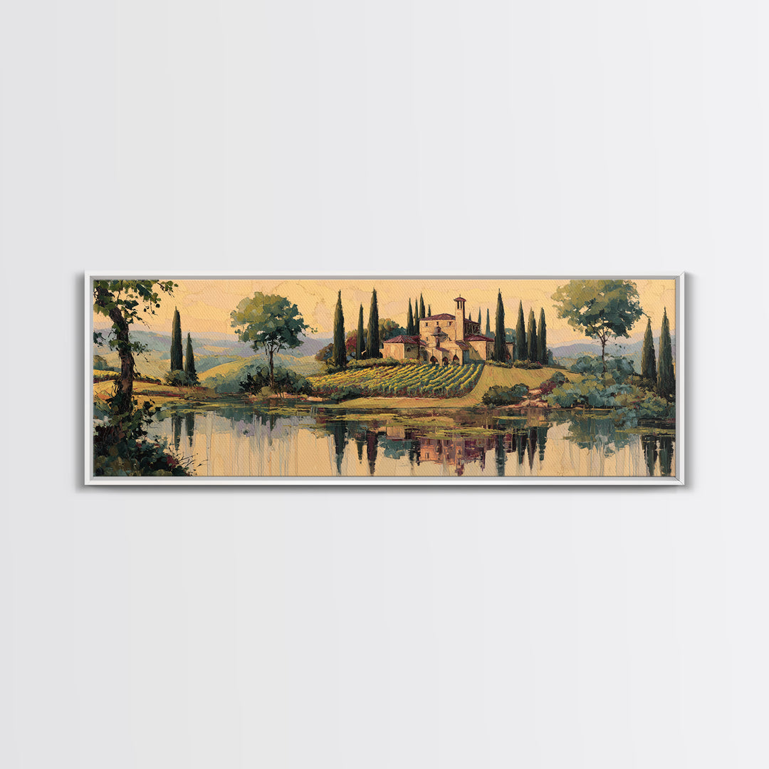 Italian Villa Vineyard Landscape Canvas Print, Winery Art, Gallery Decor, Winery Decor, Fine Art, Vineyard, Wall Art, WIN-3x1-36