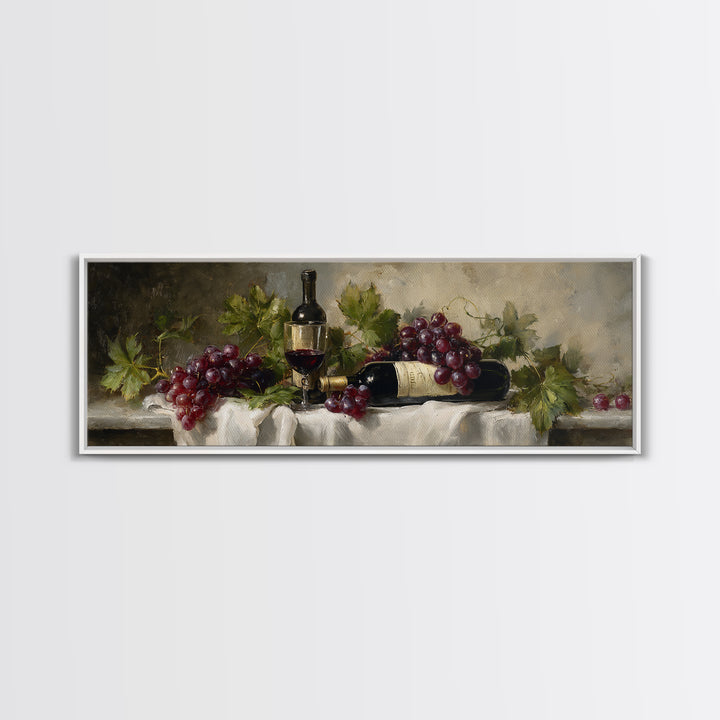 Champagne Grapes and White Linen Still Life Canvas Print, Winery Art, Matisse Print, Winery Decor, Abstract Art, Vineyard, WIN-3x1-45