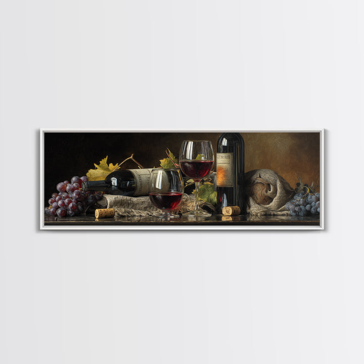 Wine Tasting Flight Rendered as Elegant Still Canvas Print, Winery Art, Kitchen Art, Winery Decor, Watercolor Art, Vineyard, WIN-3x1-50