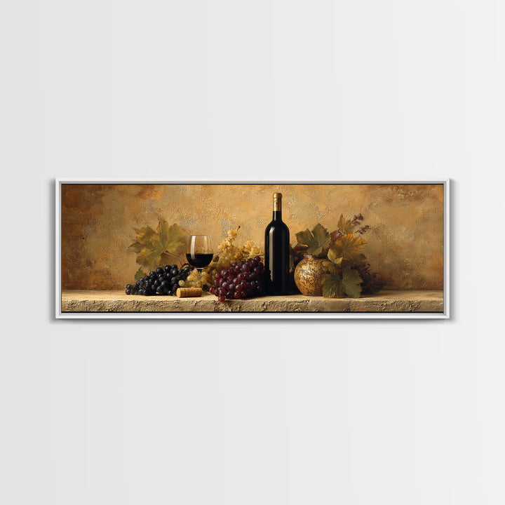 Black and Gold Wine Bottle Silhouette Framed Canvas Print, Winery Art, Minimalist Decor, Winery Decor, Fine Art, Vineyard, WIN-3x1-56