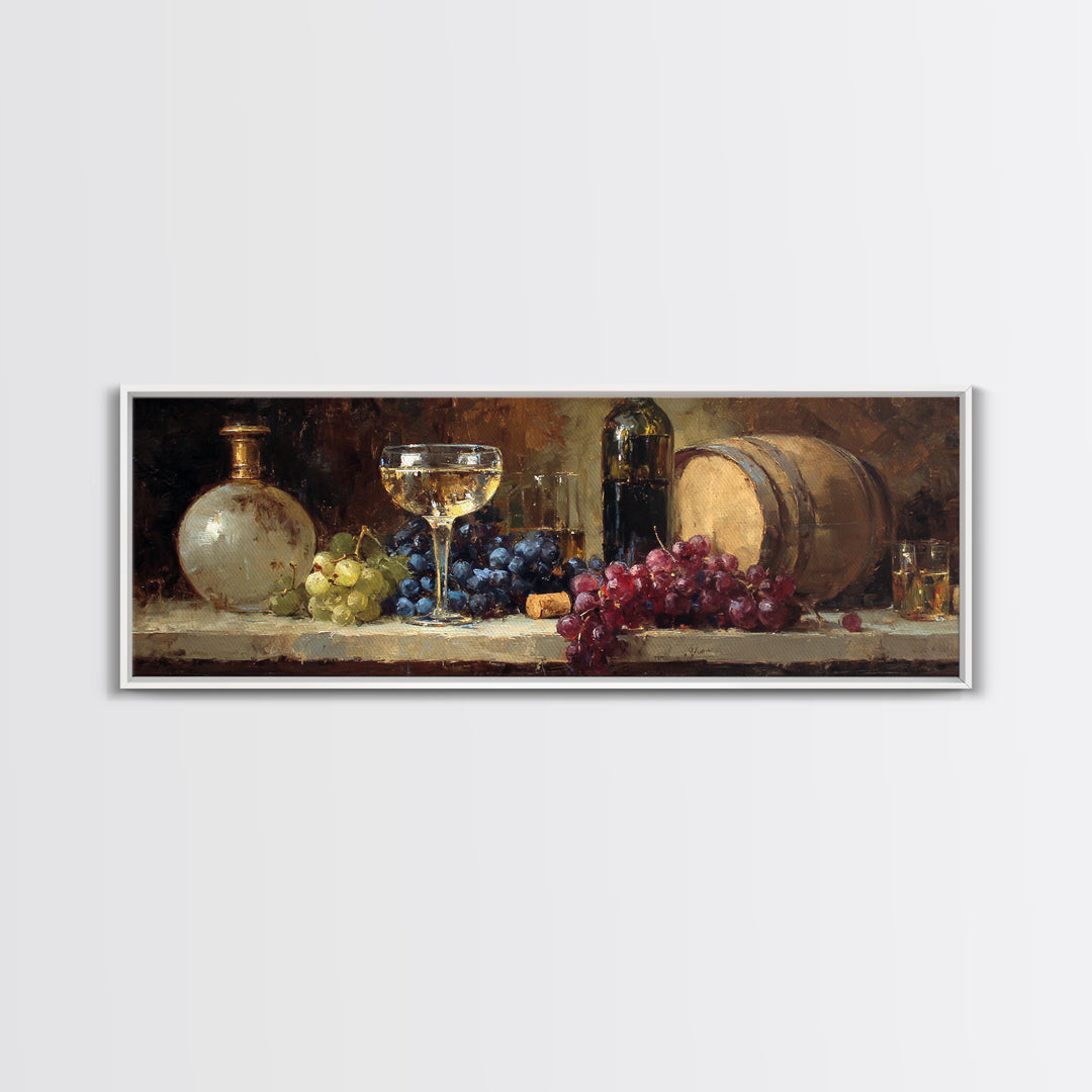 Champagne Coupe with Bubbles and Light Framed Canvas Print, Winery Art, Painting, Winery Decor, Vineyard, Living Room Decor, WIN-3x1-59