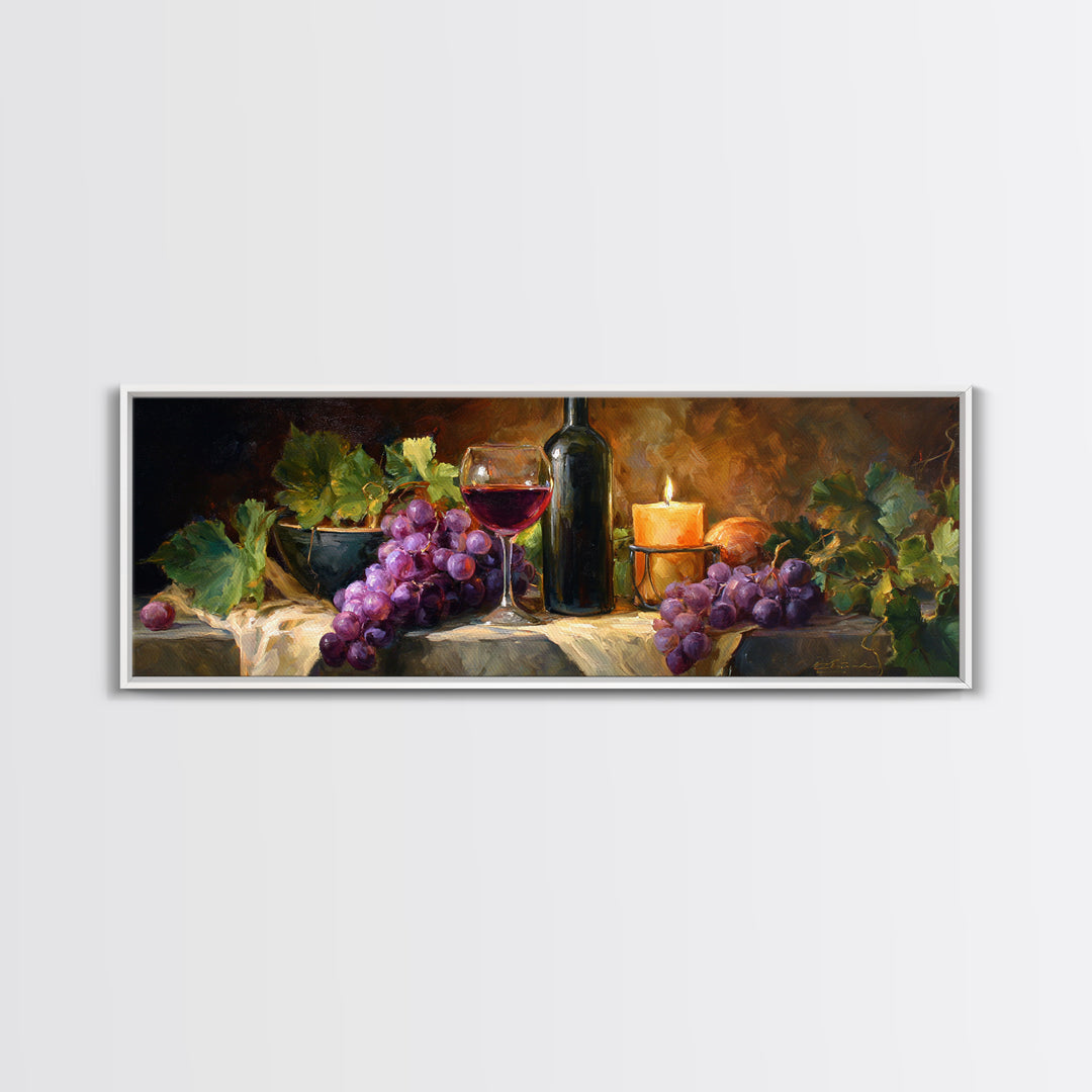 Single Grape Cluster Botanical Study Canvas Print, Winery Art, Travel Poster, Winery Decor, Watercolor Art, Vineyard, WIN-3x1-61
