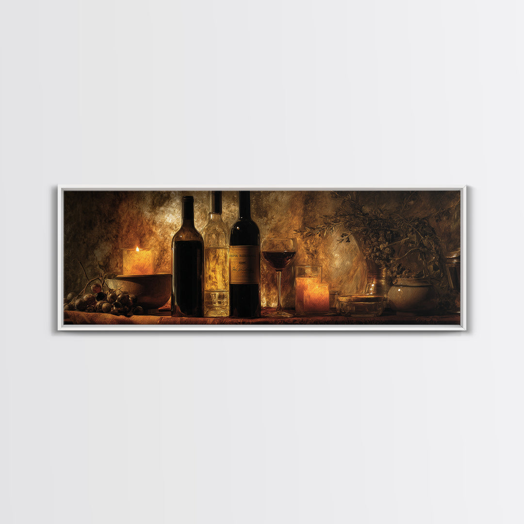 Black and Gold Wine Bottle Silhouette Canvas Print, Winery Art, Painting, Winery Decor, Fine Art, Vineyard, Living Room Decor, WIN-3x1-80