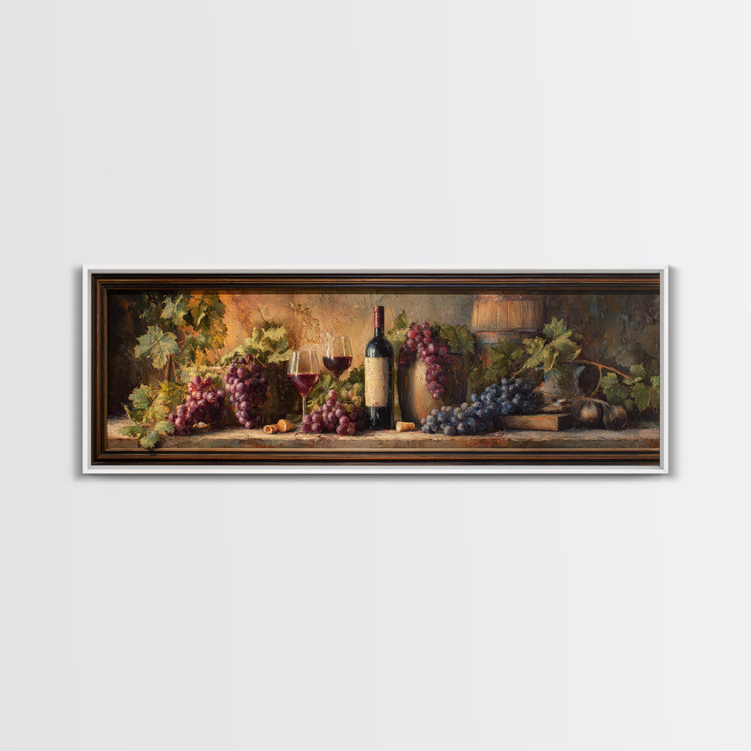 Tuscan Vineyard at Golden Hour Canvas Print, Winery Art, Print, Winery Decor, Vineyard, Wall Art Print, Watercolor Painting, WIN-3x1-91
