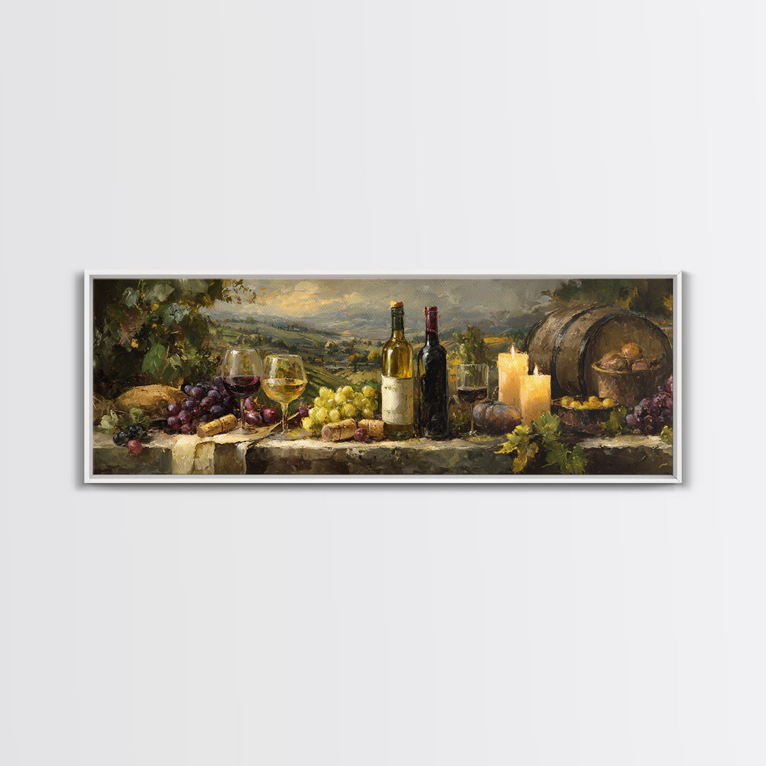 French Vineyard Hills Canvas Print, Winery Art, Textured Painting, Winery Decor, Fine Art, Vineyard, Oil Painting, Wall Hanging, WIN-3x1-96