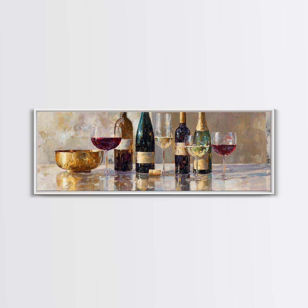 Wine Tasting Flight Rendered as Elegant Still Canvas Print, Winery Art, Bar Art, Winery Decor, Fine Art, Vineyard, WIN-3x1-98