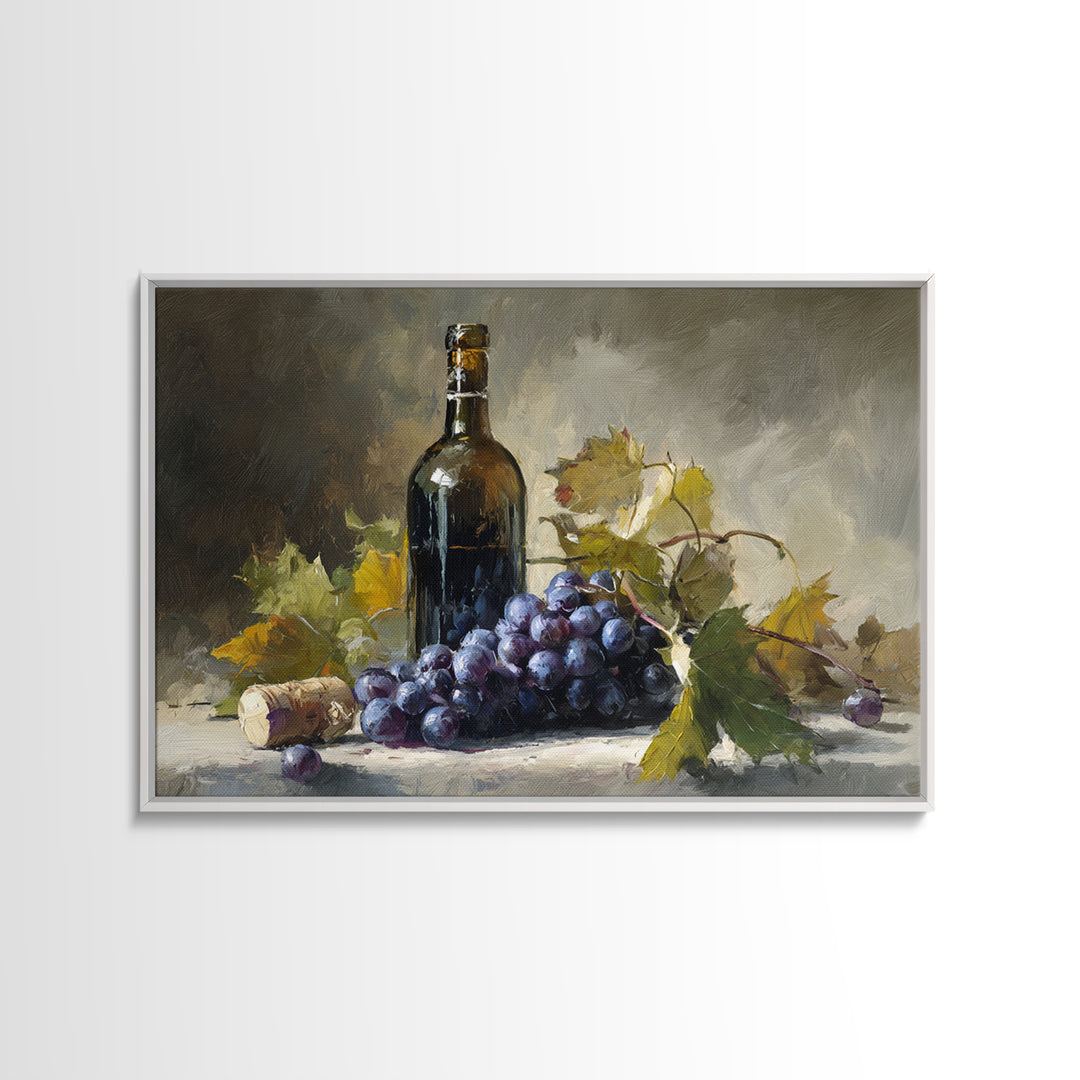 Single Grape Cluster Botanical Study Canvas Print, Winery Art, Retro Wall Art, Winery Decor, Fine Art, Vineyard, Modern Decor, WIN-3x2-1