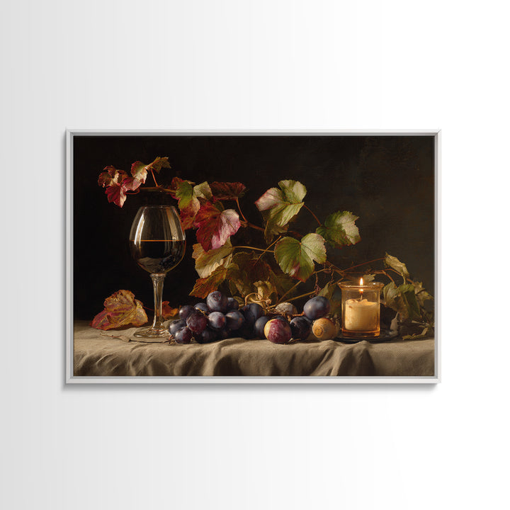 Vine Leaves Turning Autumn Red and Gold Framed Canvas Print, Winery Art, Watercolor Painting, Winery Decor, Fine Art, Vineyard, WIN-3x2-15