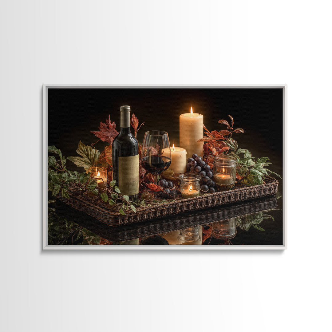 Wine Harvest Basket Framed Canvas Print, Winery Art, Wall Hanging, Winery Decor, Fine Art, Vineyard, Preppy Wall Art, WIN-3x2-2