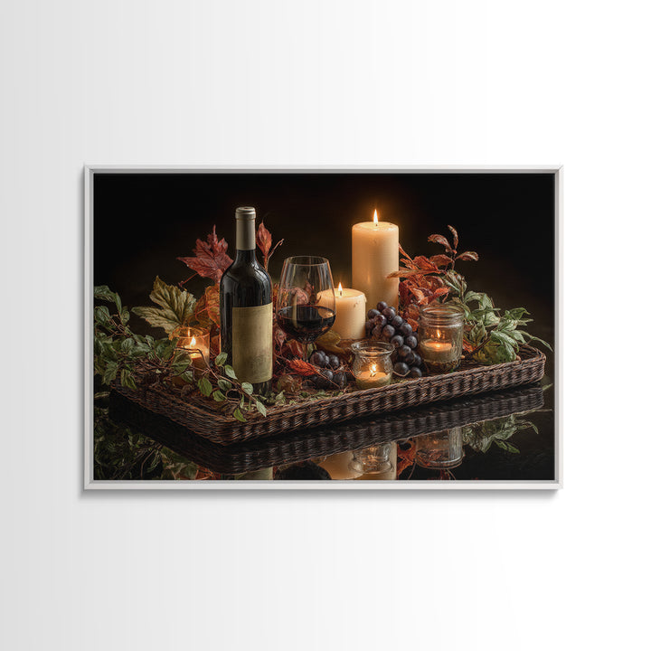 Wine Harvest Basket Framed Canvas Print, Winery Art, Wall Hanging, Winery Decor, Fine Art, Vineyard, Preppy Wall Art, WIN-3x2-2
