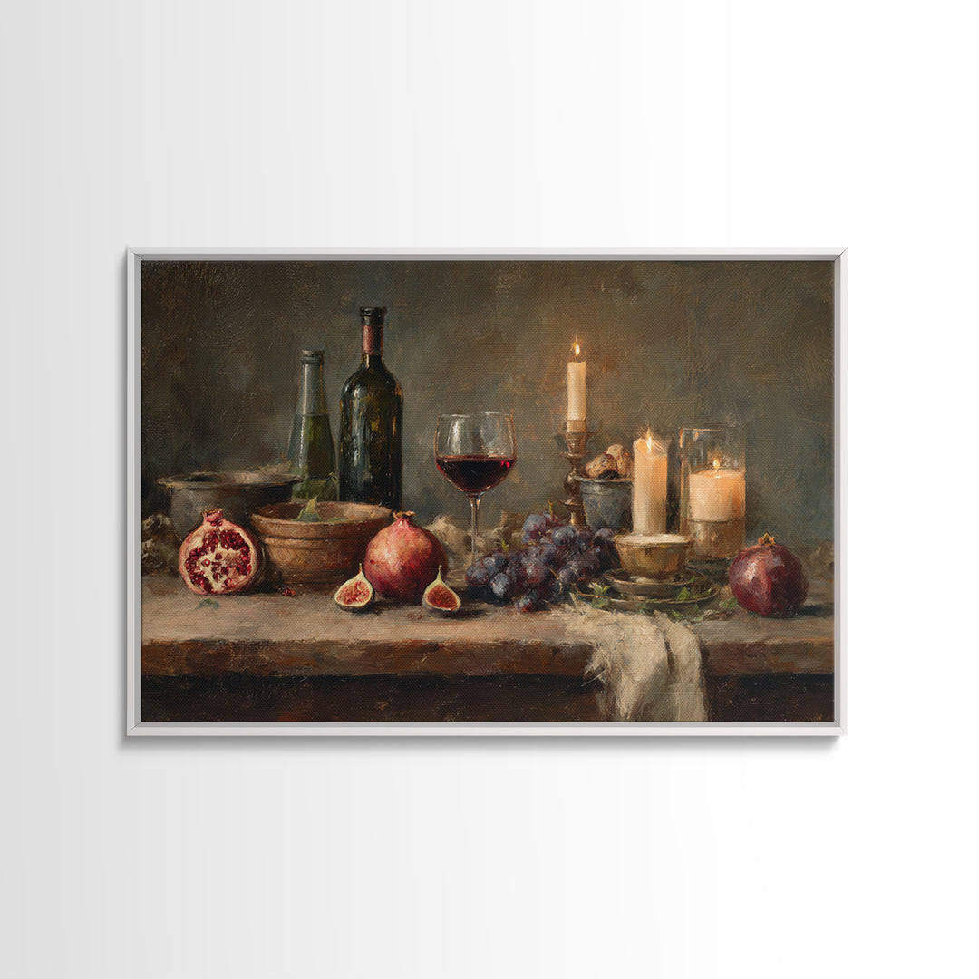 Pomegranate Figs and Red Wine Composition Canvas Print, Winery Art, Matisse Print, Winery Decor, Vineyard, Luxury Decor, WIN-3x2-21