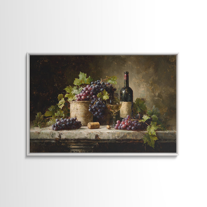 Single Grape Cluster Botanical Study Framed Canvas Print, Winery Art, Landscape Art, Winery Decor, Fine Art, Vineyard, WIN-3x2-25