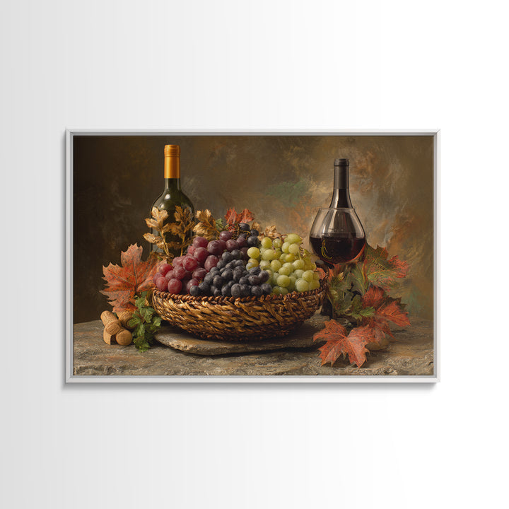 Wine Harvest Basket Canvas Print, Winery Art, Kitchen Art, Winery Decor, Watercolor Art, Vineyard, Living Room Art, WIN-3x2-26