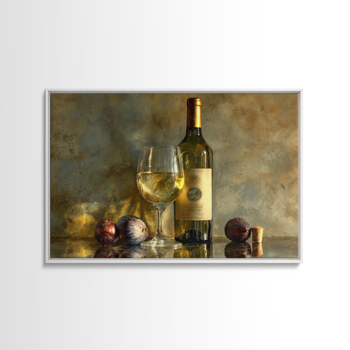 Wine Bottle and Glass Still Life Canvas Print, Winery Art, Preppy Wall Art, Winery Decor, Fine Art, Vineyard, Statement Artwork, WIN-3x2-30